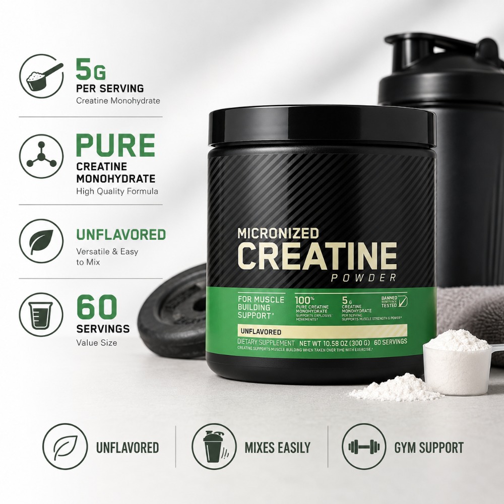Nutrition For Fitness - Micronized Creatine Powder 300g Unflavored Creatine